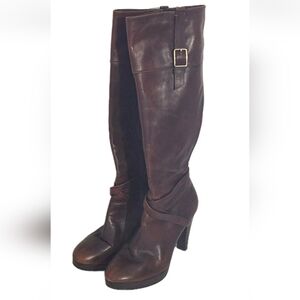 Cole Haan Grand OS Tall Brown Leather Knee High Boots Womens 7.5 B High Heels